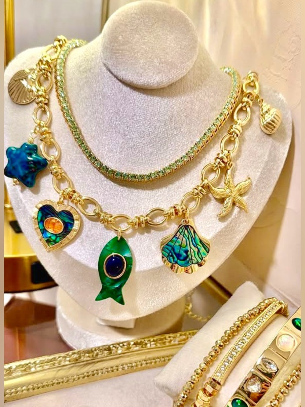 Park Lane 🐠 HAVANA 🐚 Necklace w/ Charms • Ocean Nautical Beach Sea Abalone NWT - Picture 10 of 10